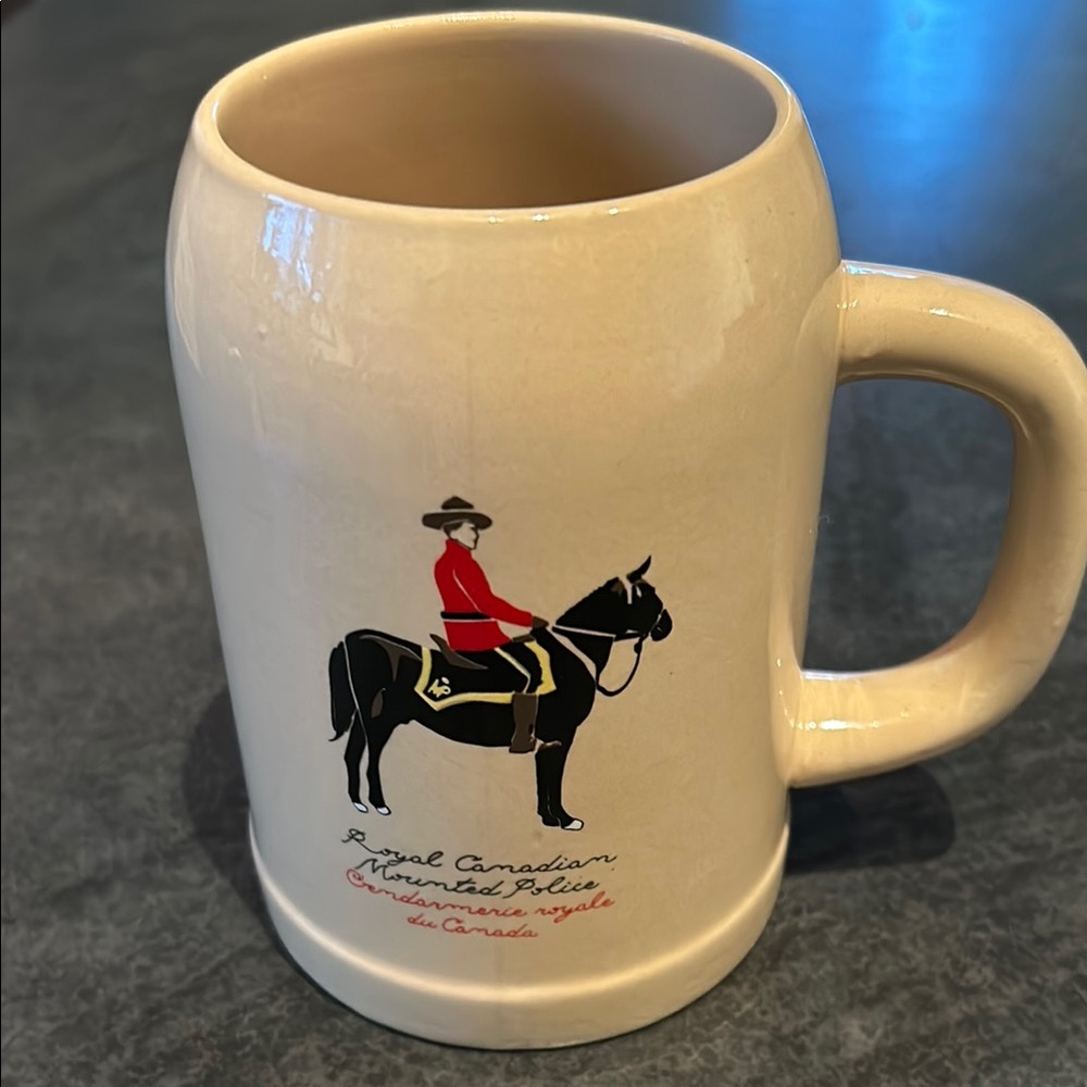 Beige Mug with Mounted Police Design